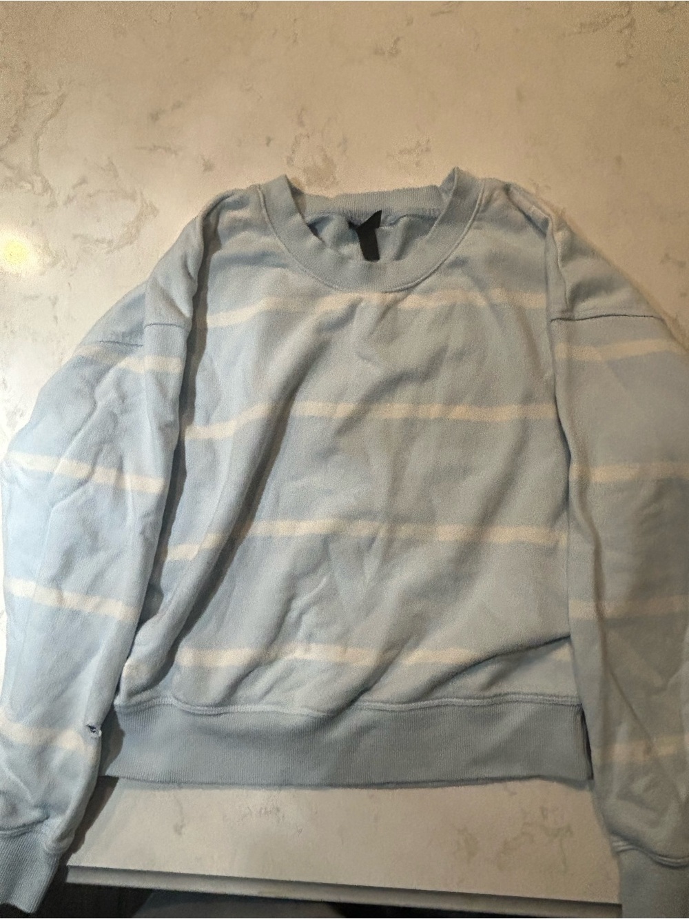 all in motion Light Blue and White Striped Crewneck Sweatshirt